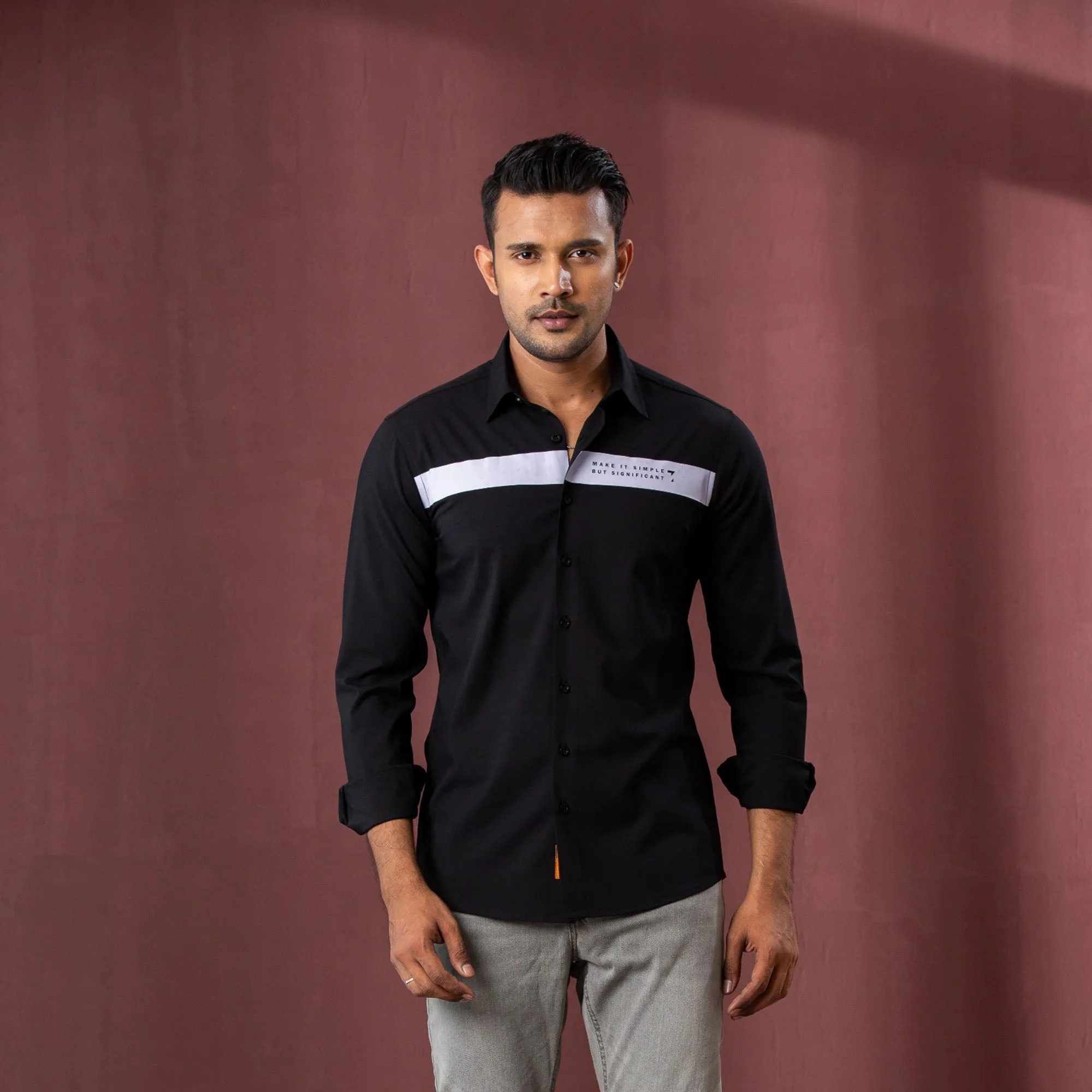 Mens Black Printed Shirt