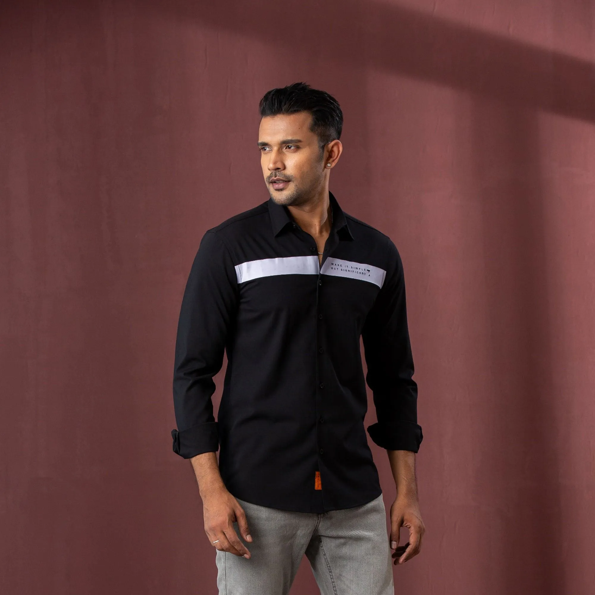 Mens Black Printed Shirt