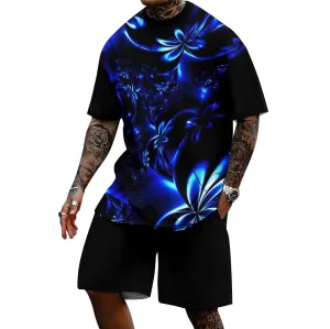 Men's Loose Casual Short-Sleeved Printed Two-Piece Set