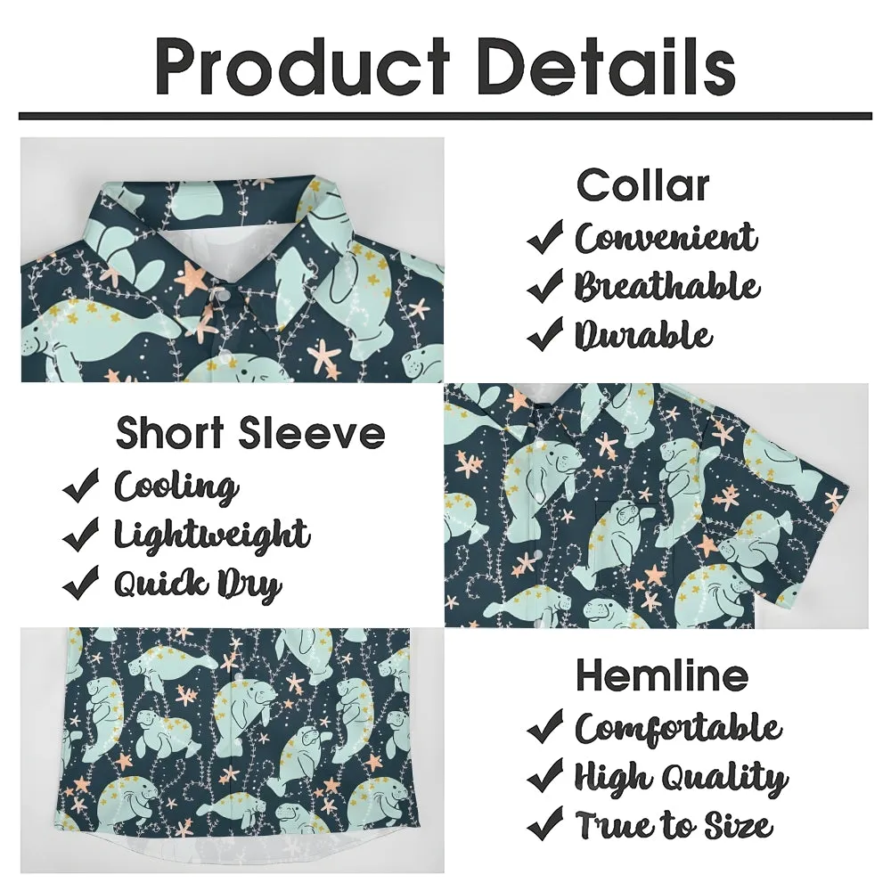 Men's Manatee Printed Hawaiian Casual Short Sleeve Shirt 2404001060