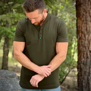 Men's Stretch Henley Quarter Button-Up