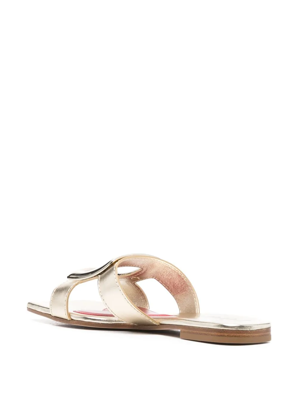 Metal buckle leather flat sandals