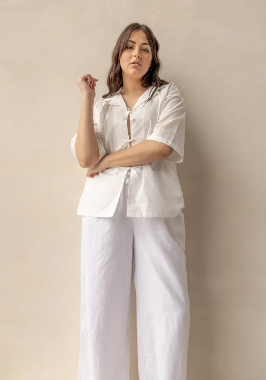 Miann & Co Womens - Zola Short Sleeve Tie Shirt - Shell