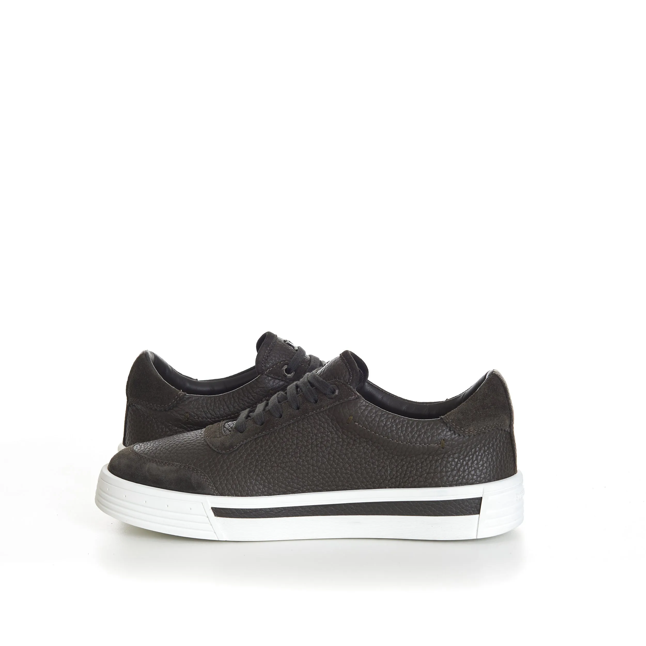 Military Green Calfskin Low Top Leather Lace Up Sneakers