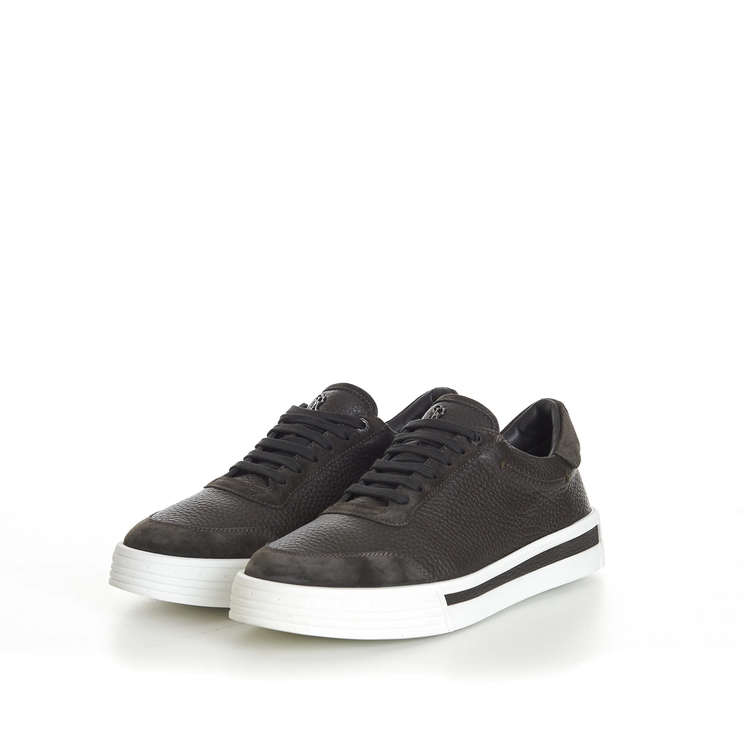 Military Green Calfskin Low Top Leather Lace Up Sneakers