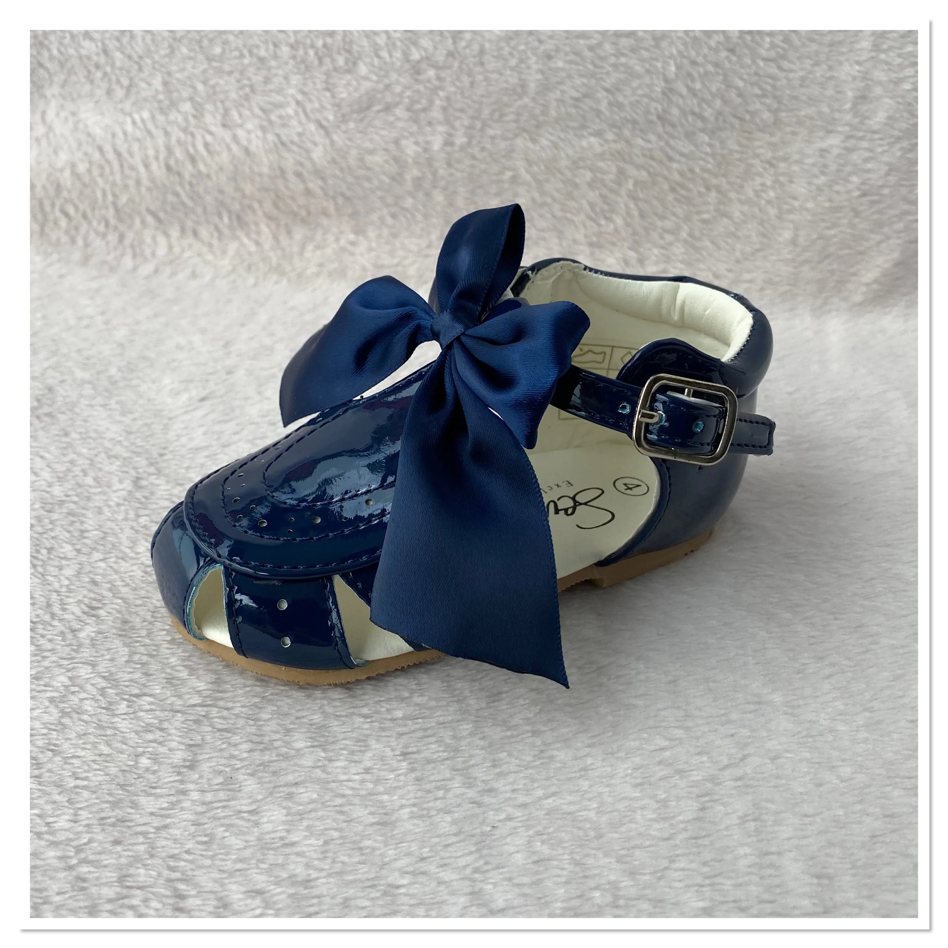 Navy Sevva Ribbon Bow Sandals - Infant 2 To 7