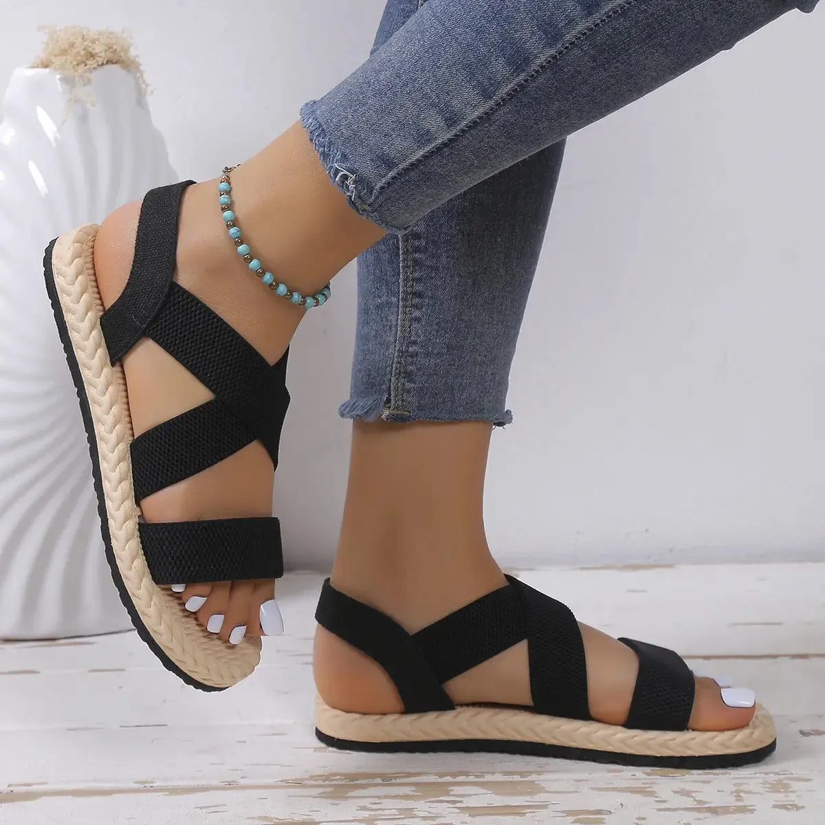 'Nayeli' Open Toe Flats