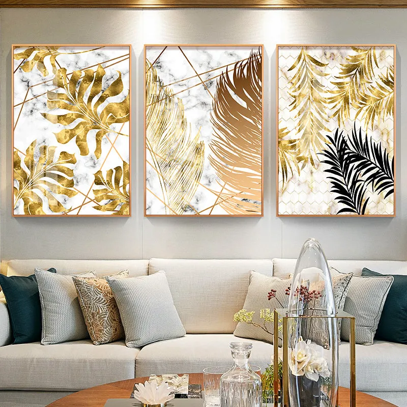 Nordic plants Golden leaf Wall Art