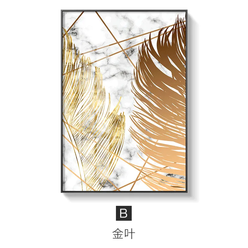Nordic plants Golden leaf Wall Art