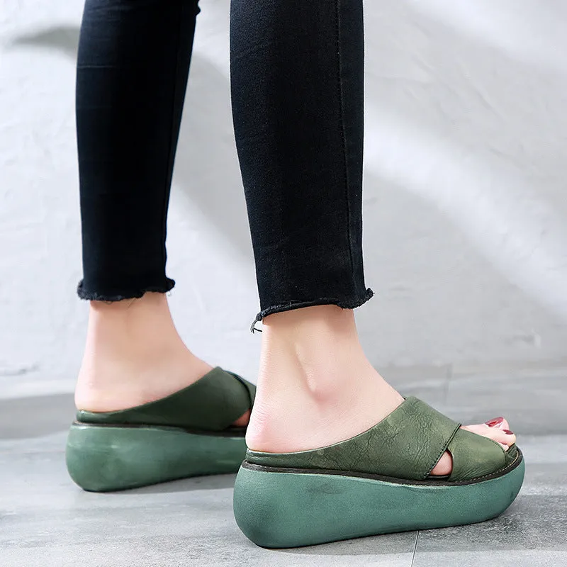 Platform sandals and slippers female open-toe muffin wedge large size women's shoes