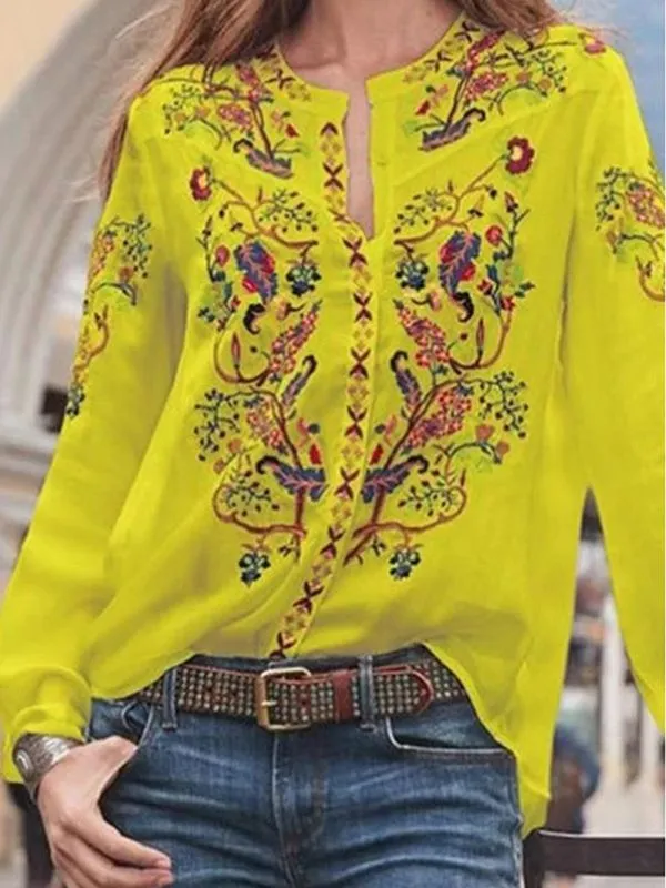 Prettybeautie Printed Button-Front Shirt