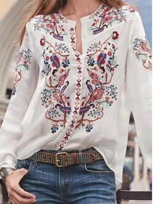 Prettybeautie Printed Button-Front Shirt