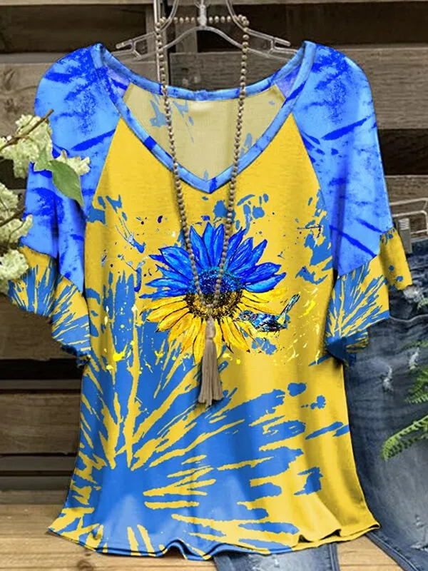 Printed V-Neck Tee