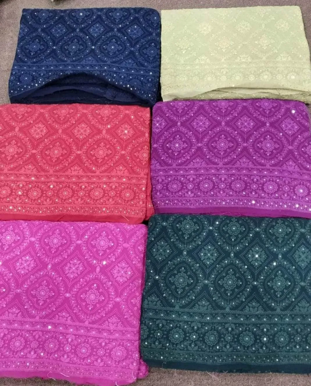 Pure Georgette Chikankari Saree with Sequin  Work