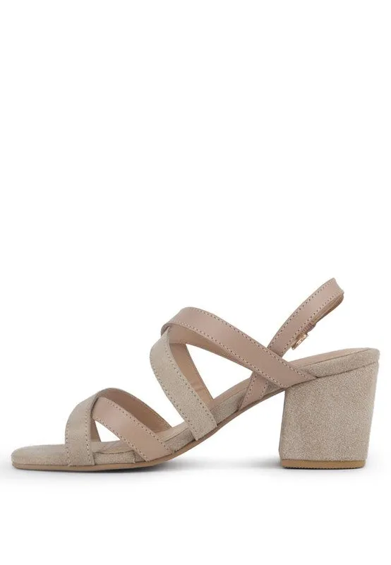 Rag & Co High Block Heel Strappy Leather Sandals