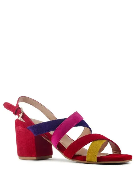 Rag & Co High Block Heel Strappy Leather Sandals