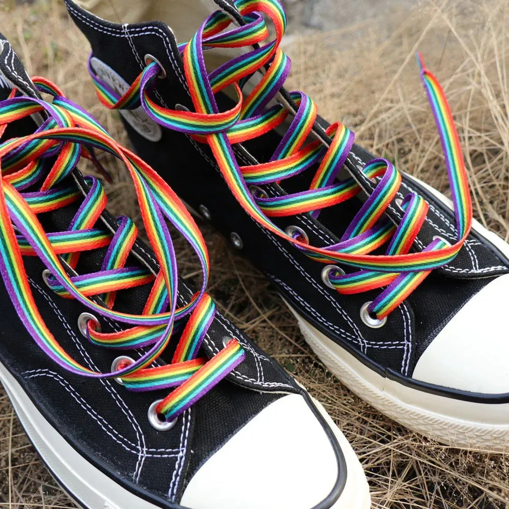 Rainbow Gradient Color Shoelaces - Personalized Printing for Low-cut & High Top Shoes