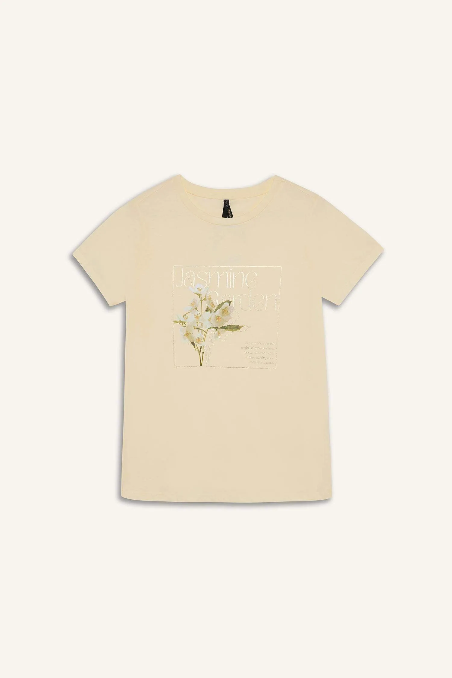 Regular Fit Crew Neck Photo Floral Cotton T-Shirt