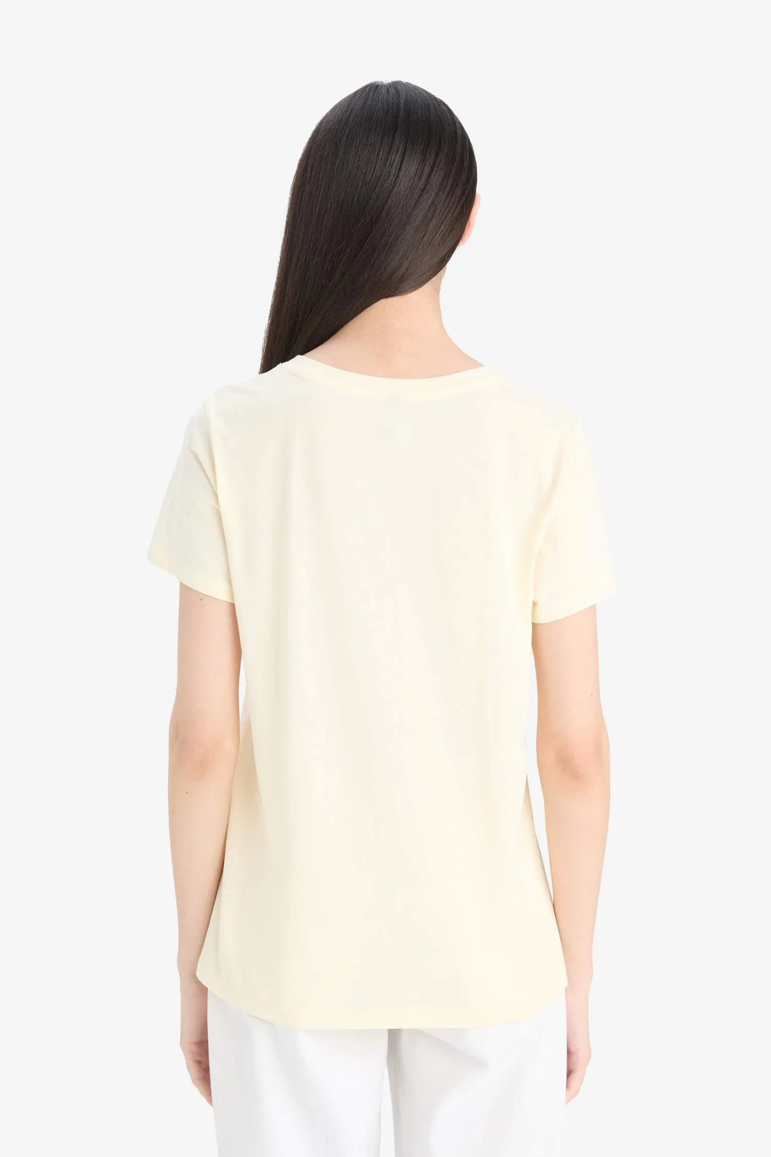 Regular Fit Crew Neck Photo Floral Cotton T-Shirt