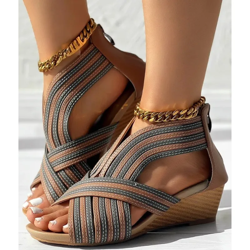 Renelle Crisscross Wedge Sandals