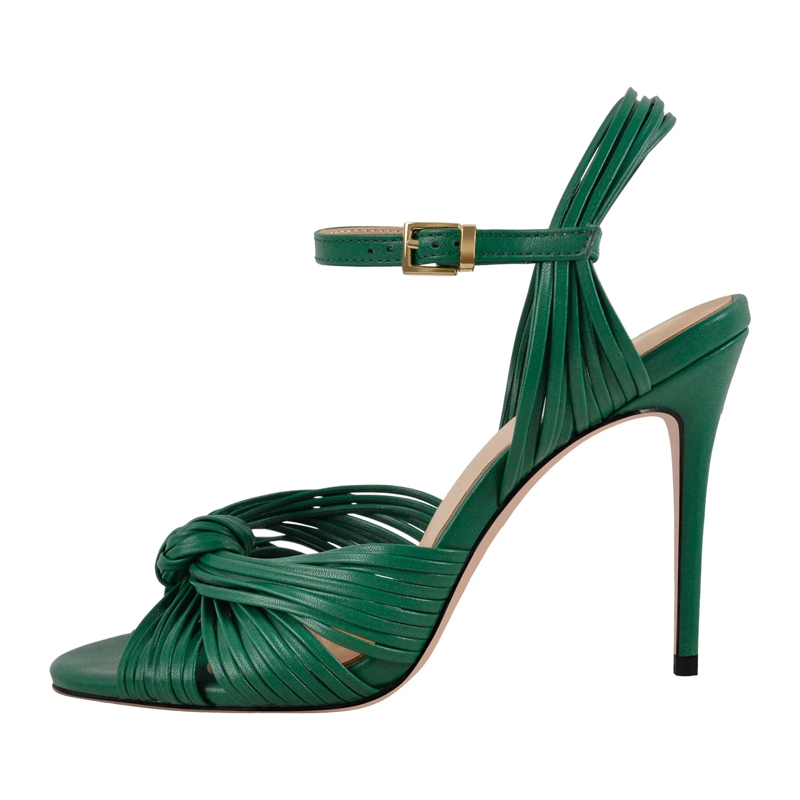 Round Toe Buckle Strap Stiletto Sandals