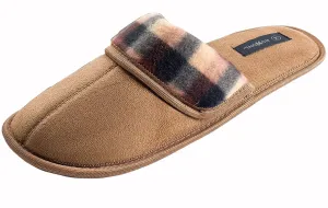 Roxoni Men's Soft Slipper With Plaid Trim Outdoor/Indoor
