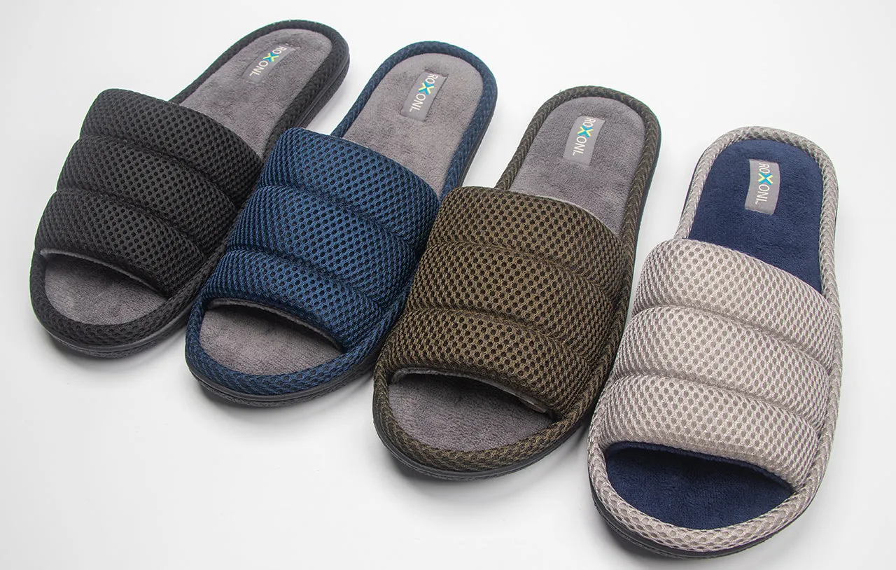 Roxoni Unisex Slippers for Men's Plush Slippers for Men Open Toe House Slipper