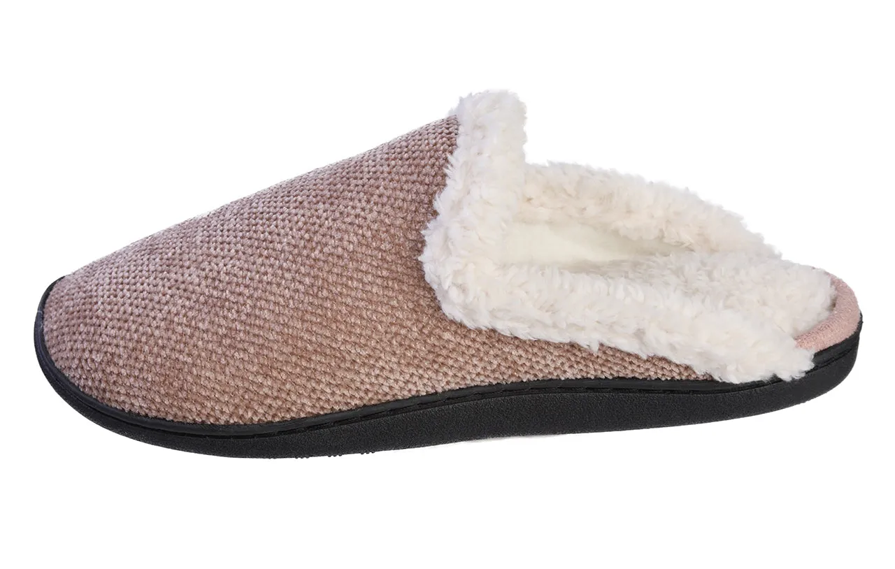 Roxoni Women's Memory Foam House Fleece Trim Knit Sweater Slipper