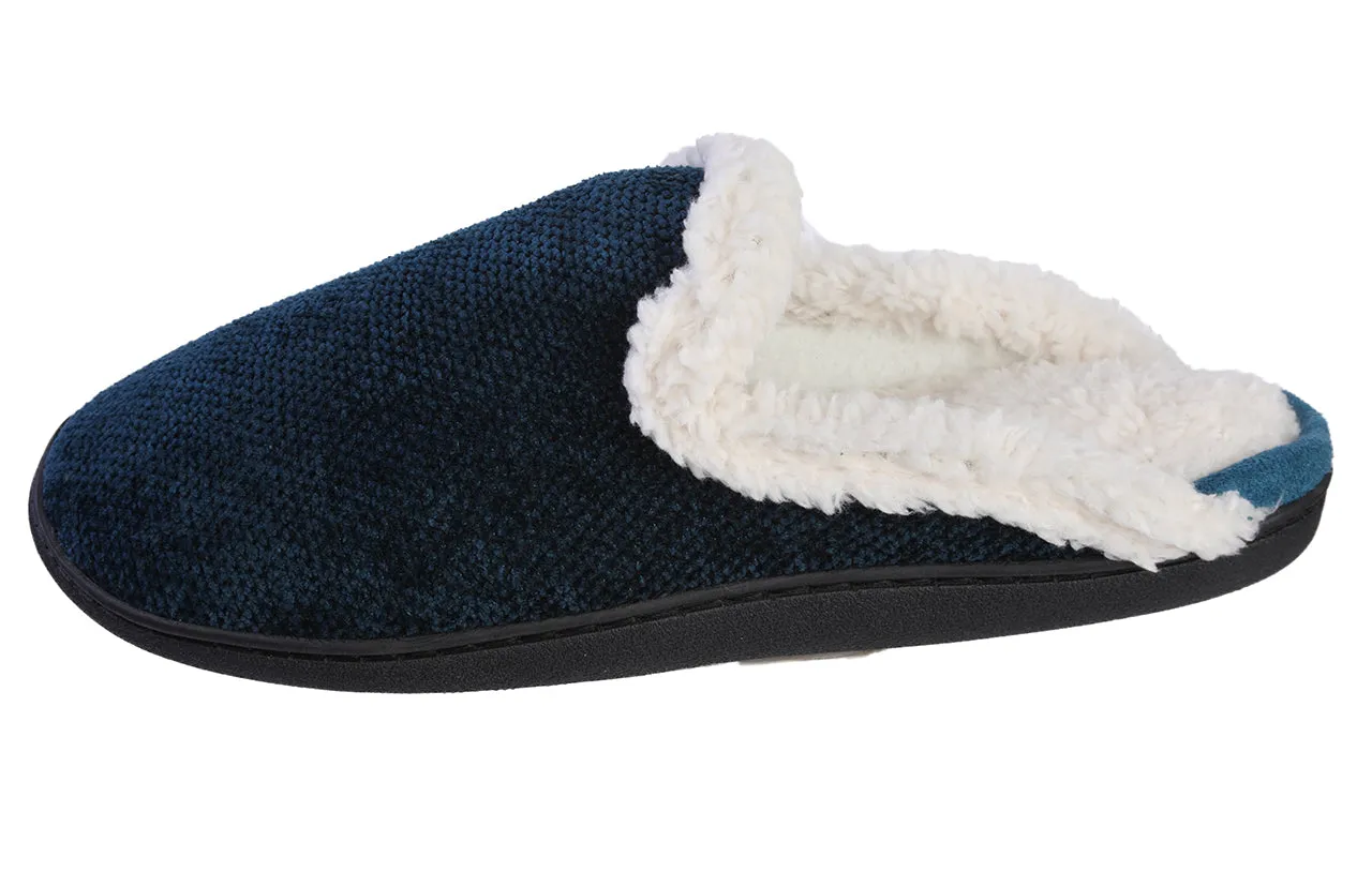 Roxoni Women's Memory Foam House Fleece Trim Knit Sweater Slipper
