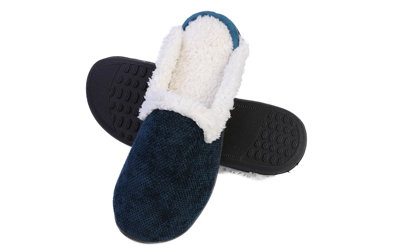 Roxoni Women's Memory Foam House Fleece Trim Knit Sweater Slipper