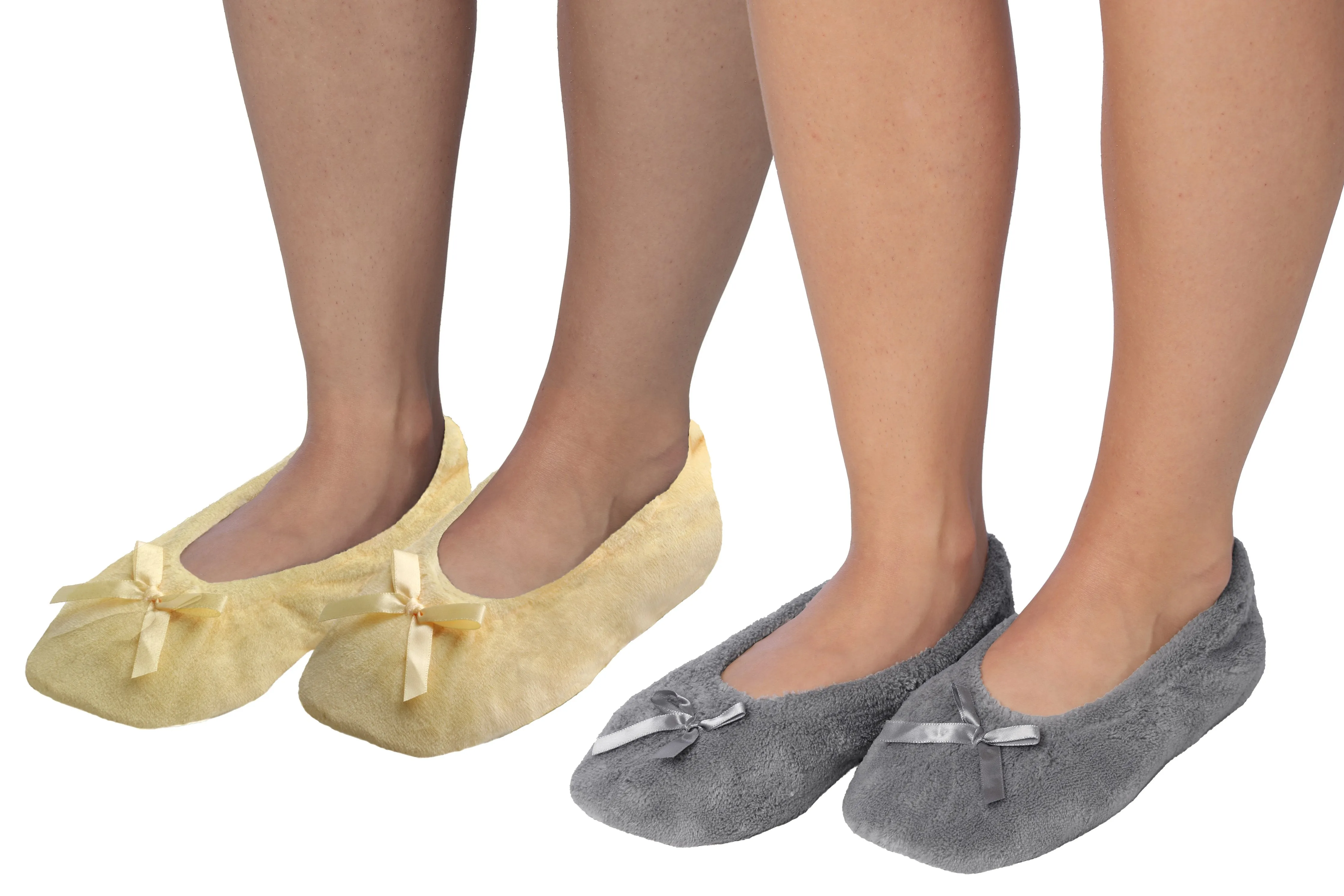 Roxoni Women's Terry Classic Cotton Ballerina Slippers (Pack of 2)