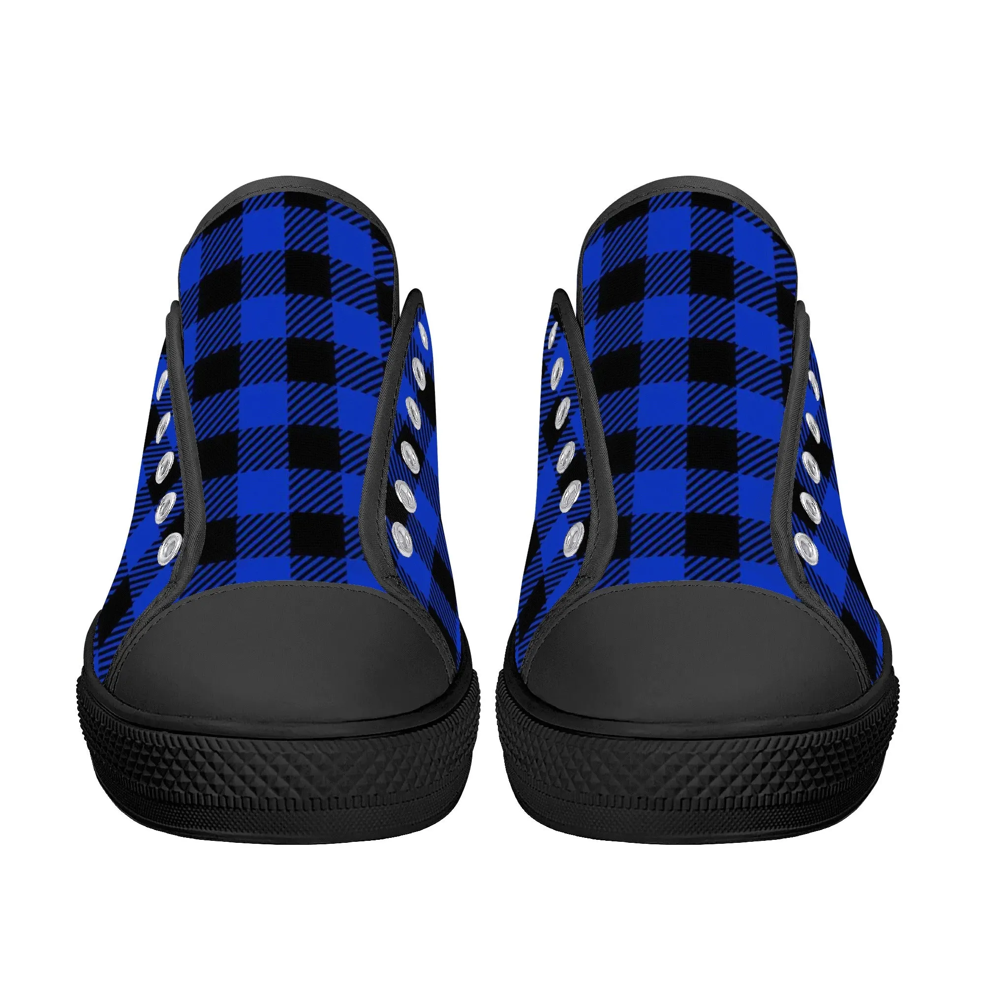 Royal Blue Buffalo Plaid Mens Low Top Canvas Shoes