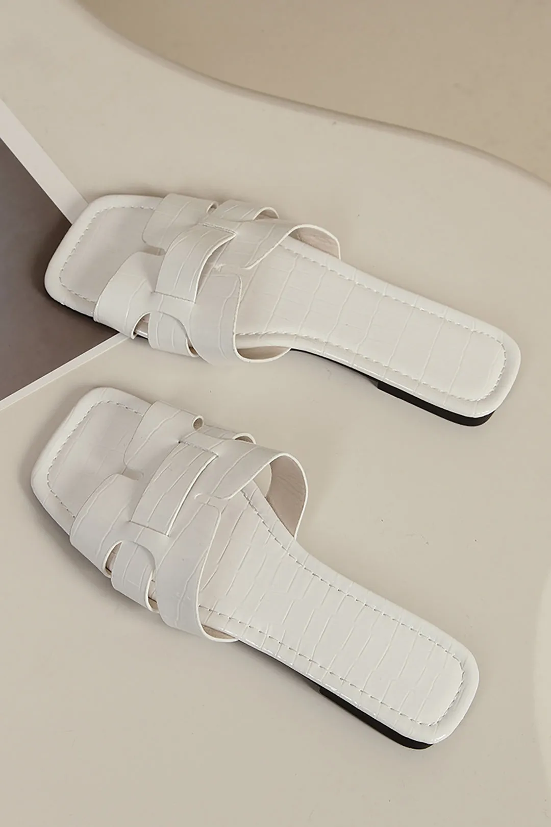 Sabine - Modern Textured Stone Woman's Flat Sandals