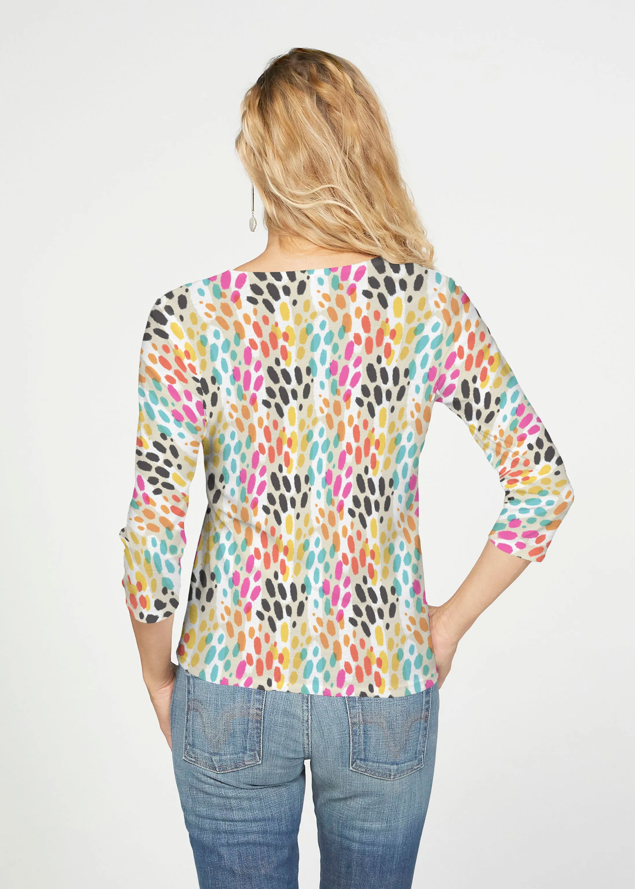 Santa Fe (14267) ~ French Terry Tie 3/4 Sleeve Top