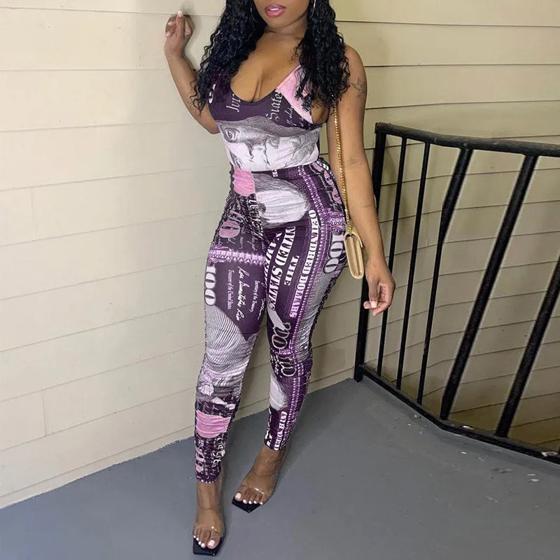 Sexy Printed Sleeveless Jumpsuit