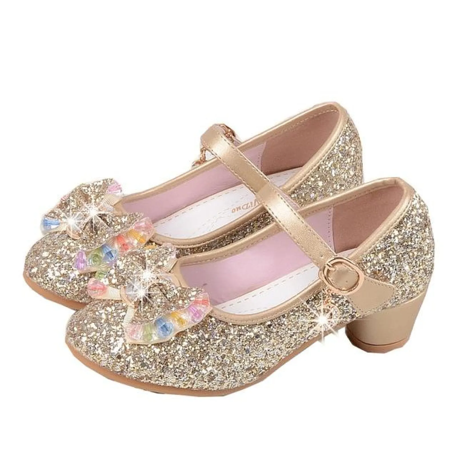 Silver / Gold / Pink Sequin Glitter Leather Wedding Princess Flower Girl Shoes Baby Kids Party Shoes