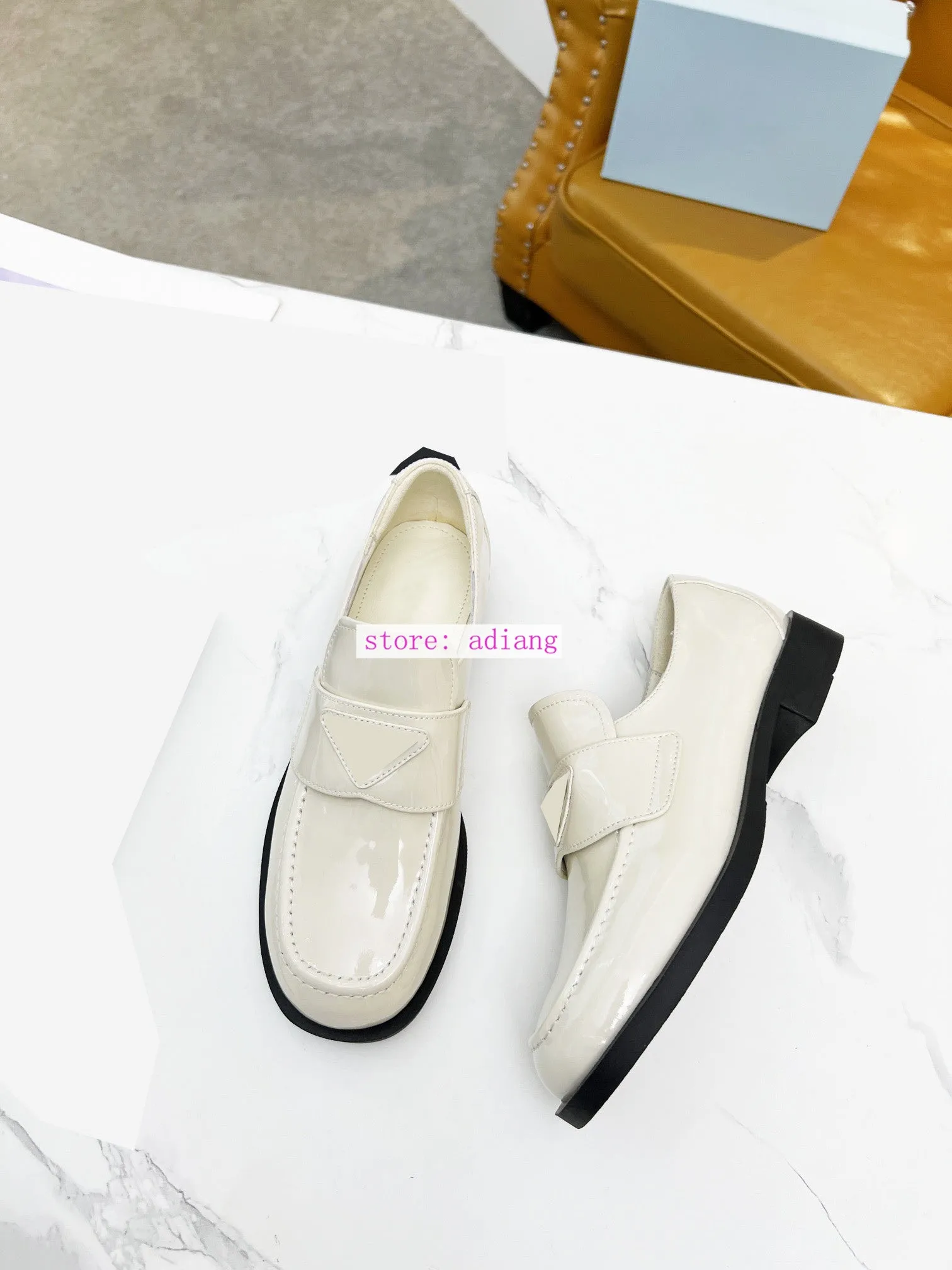 soft cow patent leather boat shoes fashion flats women 2023 35-41 high quality black beige
