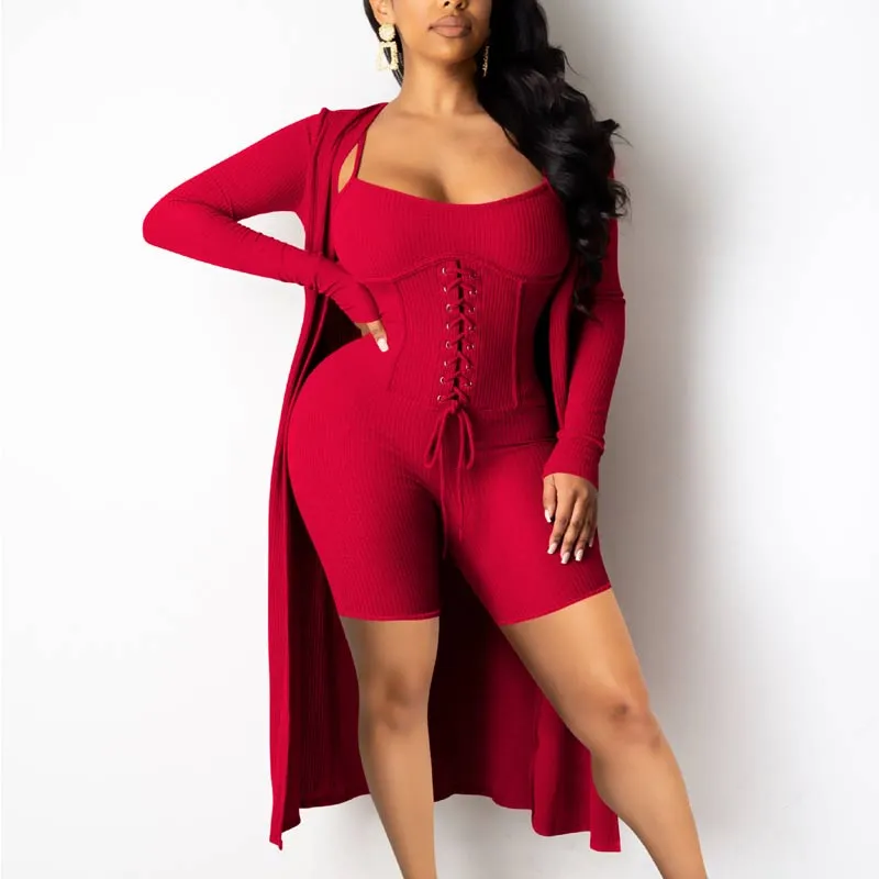 Solid Sleeveless Lace Up Romper