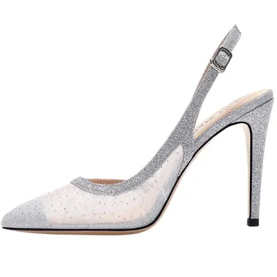 Spring net yarn pointed toe sequins bride bridesmaid wedding shoes