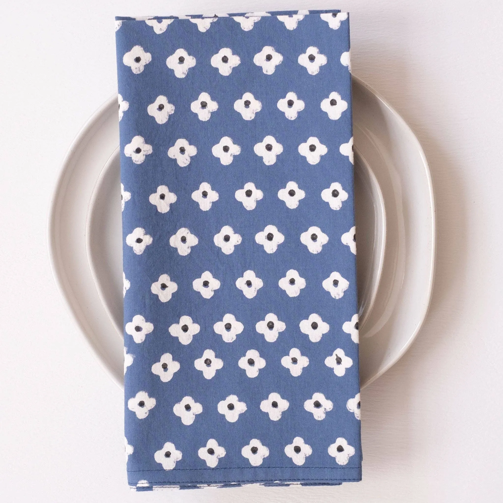 Suki Blue Block Printed Napkins - set of 4