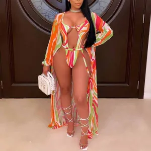 Summer Printed Bikini & Cardigan Set 2 Pcs