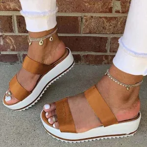 Summer Sandals Women's Fashion Thick Soled Sponge Cake Large Size Slippers