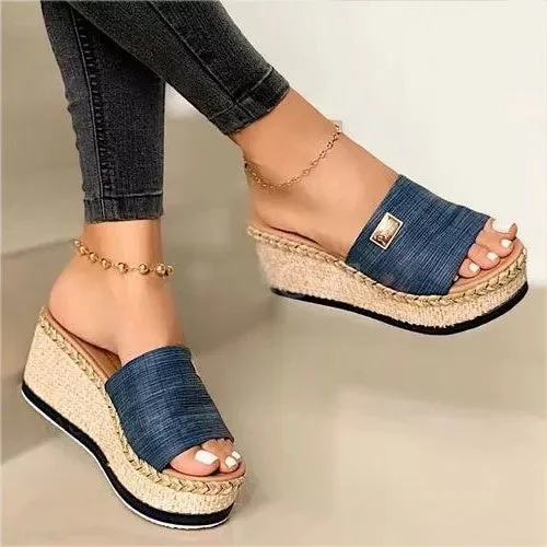 Summer Wedge Slippers Platform Flip Flops Soft Comfortable Casual Shoes Outdoor Beach Sandals Ladies Slides
