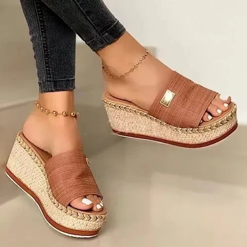 Summer Wedge Slippers Platform Flip Flops Soft Comfortable Casual Shoes Outdoor Beach Sandals Ladies Slides