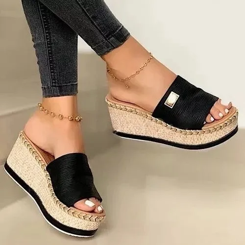 Summer Wedge Slippers Platform Flip Flops Soft Comfortable Casual Shoes Outdoor Beach Sandals Ladies Slides