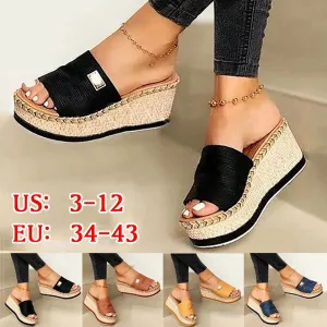 Summer Wedge Slippers Platform Flip Flops Soft Comfortable Casual Shoes Outdoor Beach Sandals Ladies Slides