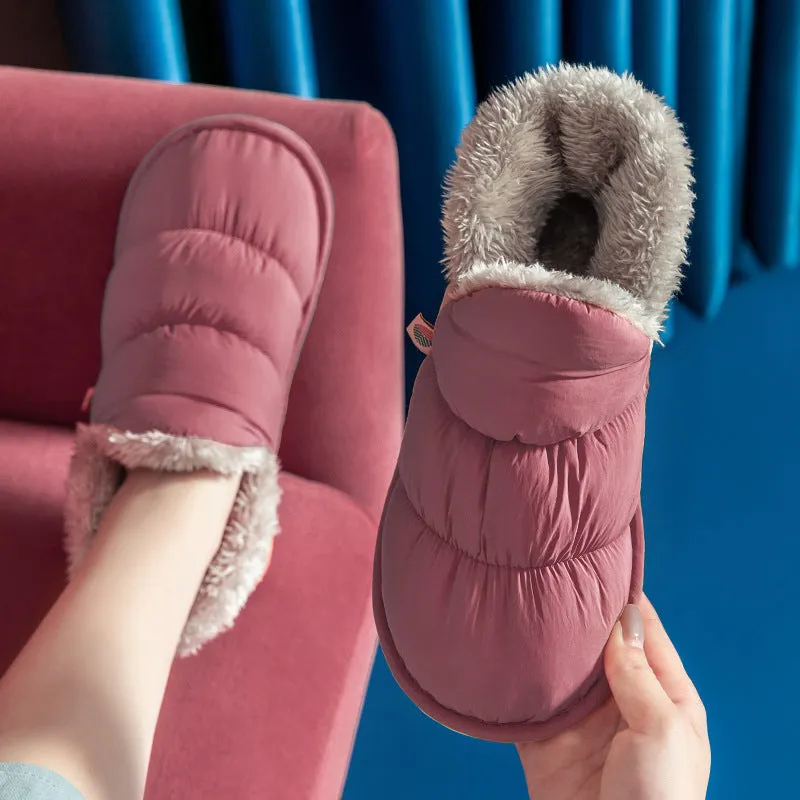 Thick Non-slip Cotton Shoes Women Plus Velvet To Keep Warm With A Pedal