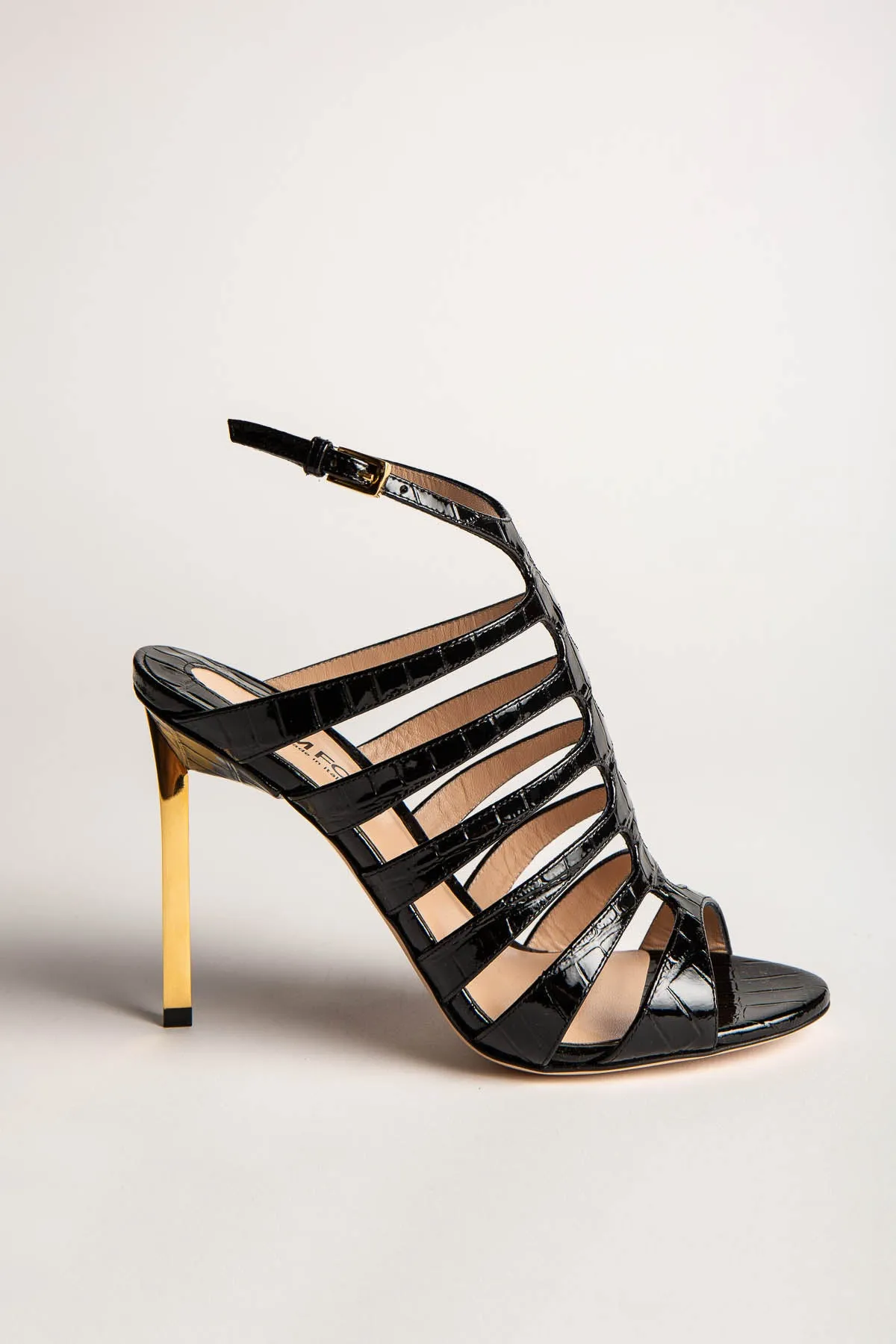 TOM FORD | GLOSSY STAMPED CROCODILE LEATHER CARINE SANDAL