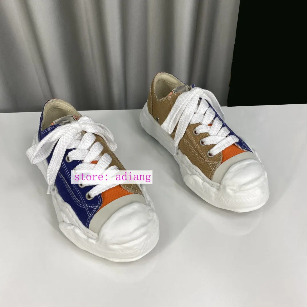 Water dyeing denim patchwork casual shoes lace up flats fashion women 35-40 men39-45 2023