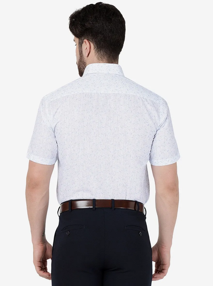 White Printed Regular Fit Formal Shirt | Greenfibre